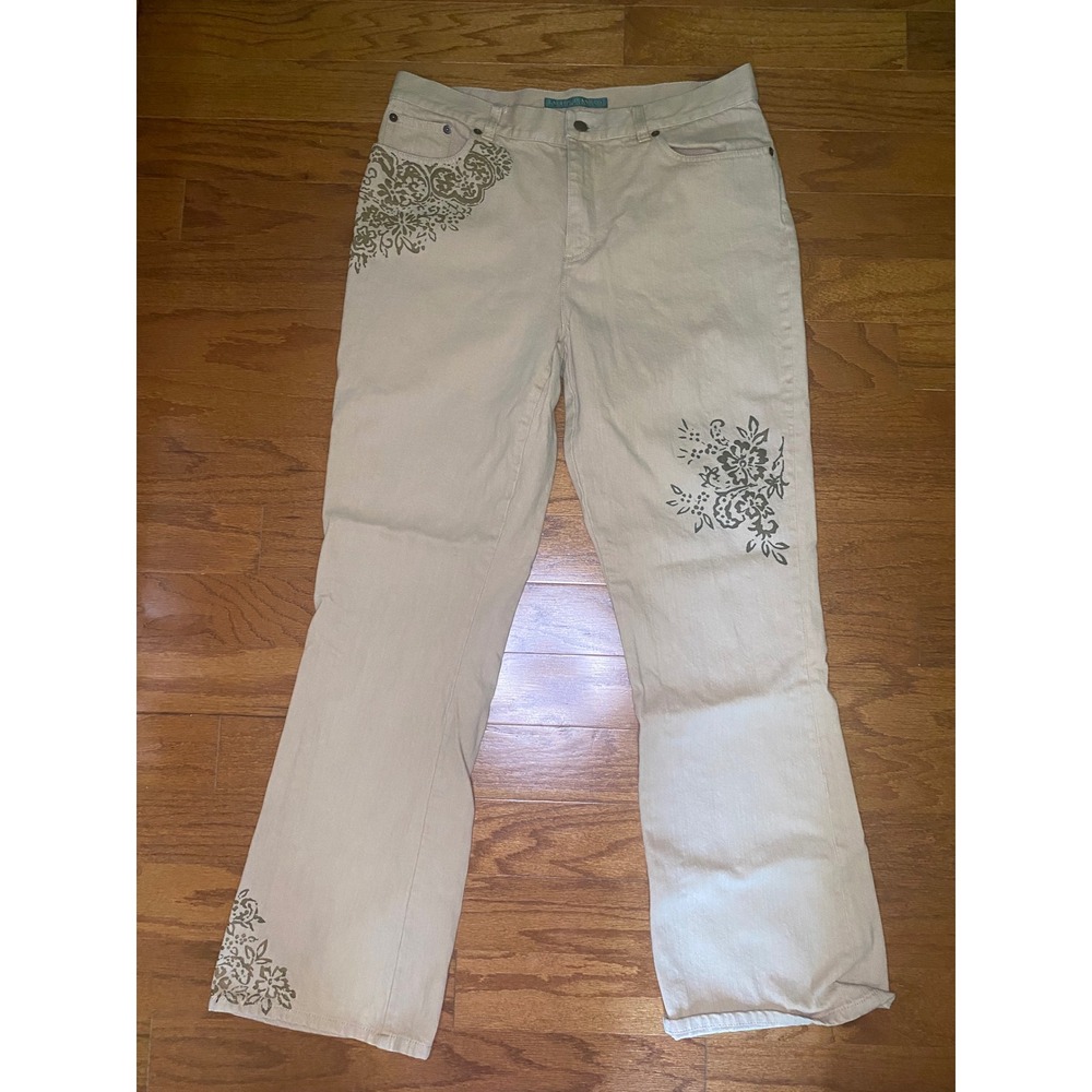 Lauren Jeans Co, Ralph Lauren, Tan Floral Bootcut Jeans Size 12‎